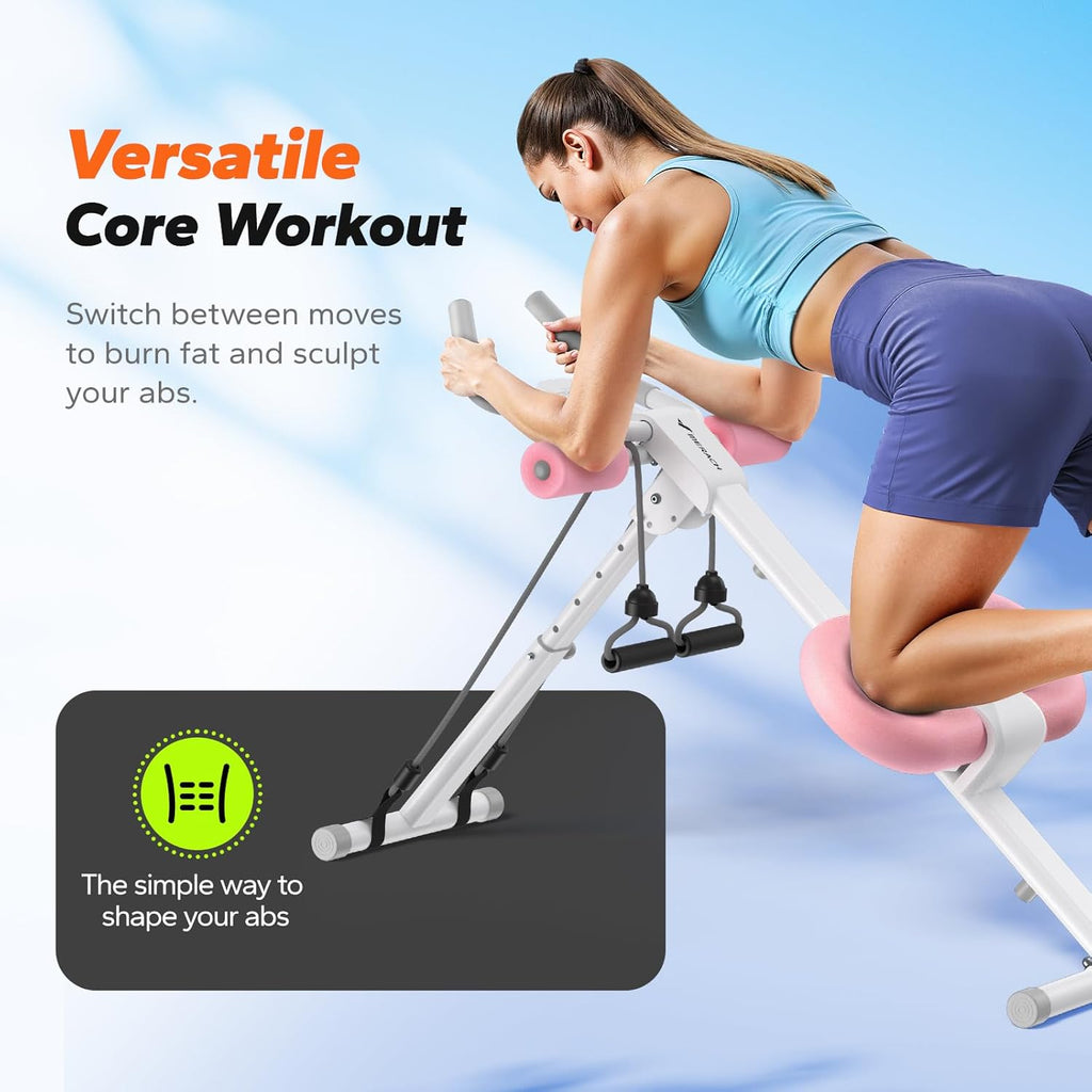 Ab Machine, Ab Workout Equipment, Adjustable Ab Trainer Machine for Abs Workout at Home Gym, Foldable, Knee Protection, Abdominal Trainer for Stomach Workout