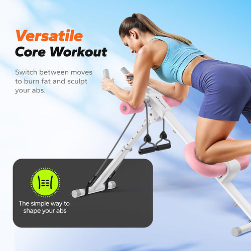 Ab Machine, Ab Workout Equipment, Adjustable Ab Trainer Machine for Abs Workout at Home Gym, Foldable, Knee Protection, Abdominal Trainer for Stomach Workout