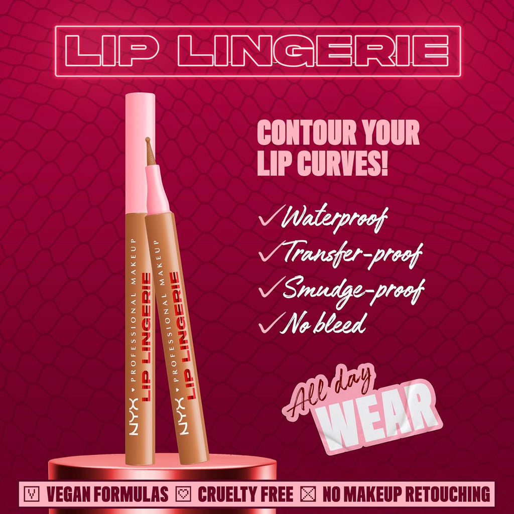 Lip Lingerie Liner Stain, Seamless Make up with All-Day Color, Waterproof Lip Stain Finish - Tease U Later (Cool Nude)