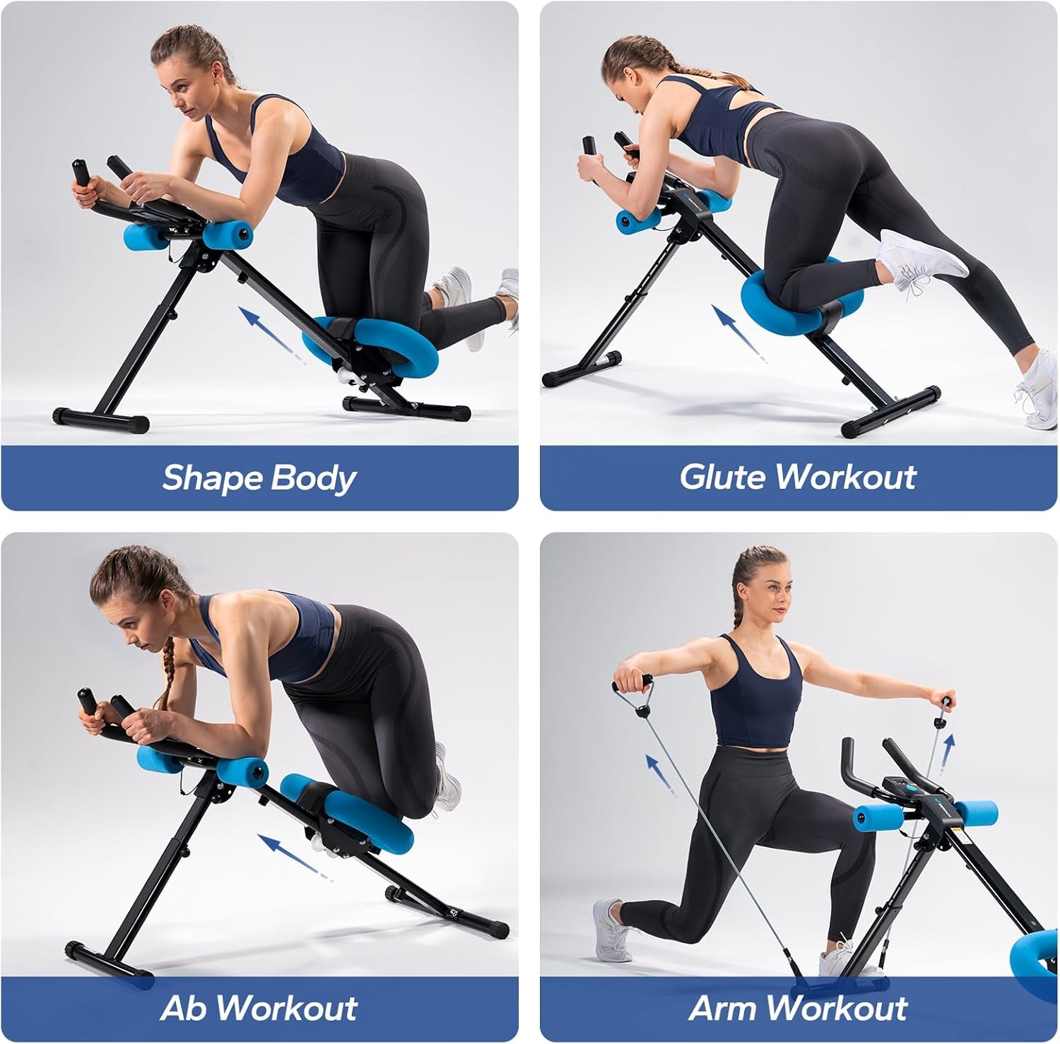 Ab Machine, Ab Workout Equipment, Adjustable Ab Trainer Machine for Abs Workout at Home Gym, Foldable, Knee Protection, Abdominal Trainer for Stomach Workout