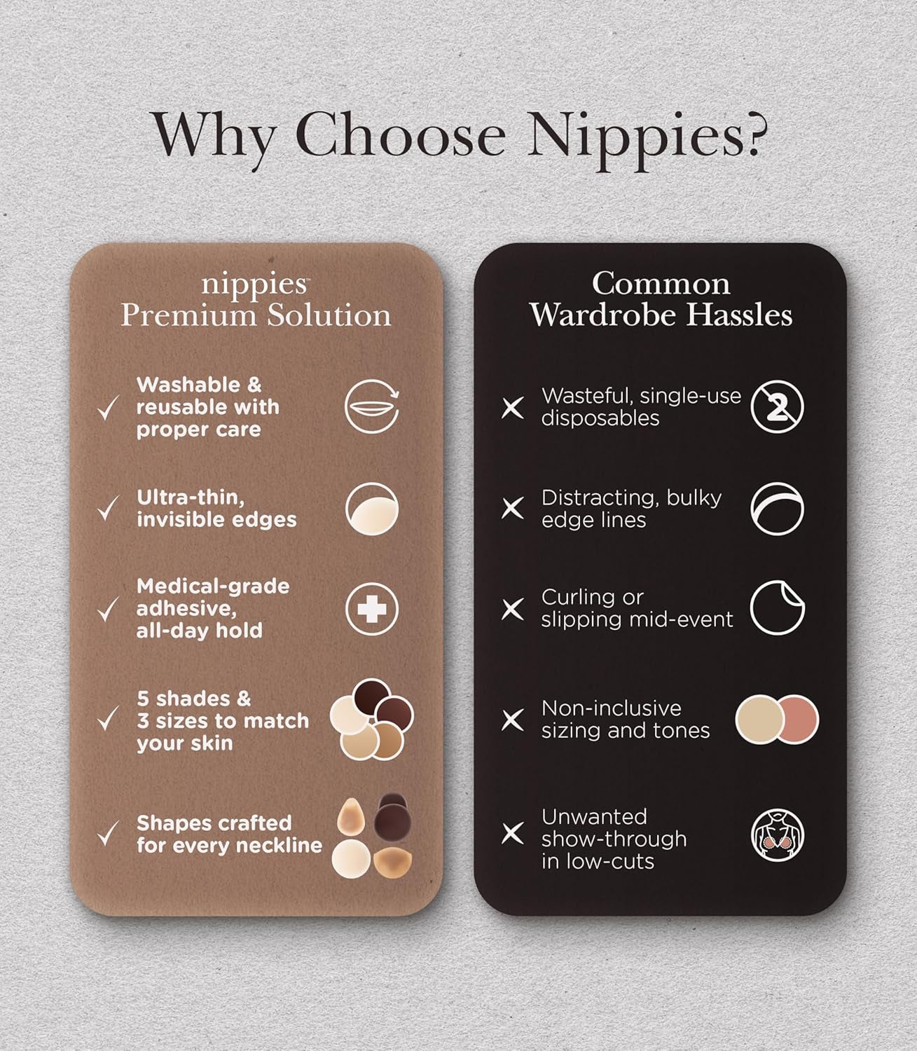 Nipple Covers for Women - Reusable Sticky Silicone Pasties with Travel Case - Original Circle or Lift Style Available