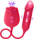 Vibrator Dildo Sex Toys for Women -  Rose Sex Toy with Thrusting G Spot Vibrators & 10 Sucking Modes for Clitoral Nipple Stimulation Anal Double-Ended Dildos Adult Sex Toys Games for Couples