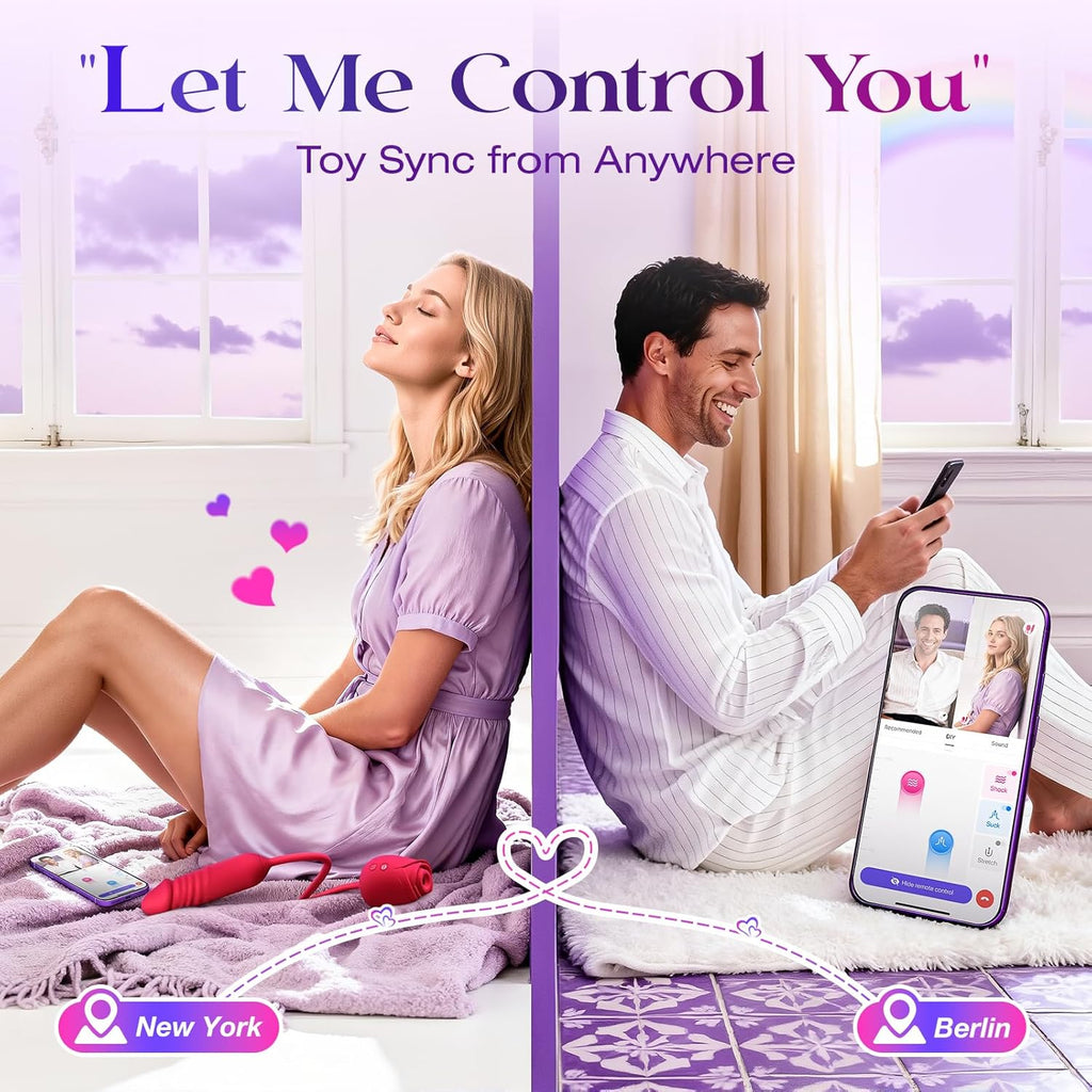 Vibrator Dildo Sex Toys for Women -  Rose Sex Toy with Thrusting G Spot Vibrators & 10 Sucking Modes for Clitoral Nipple Stimulation Anal Double-Ended Dildos Adult Sex Toys Games for Couples
