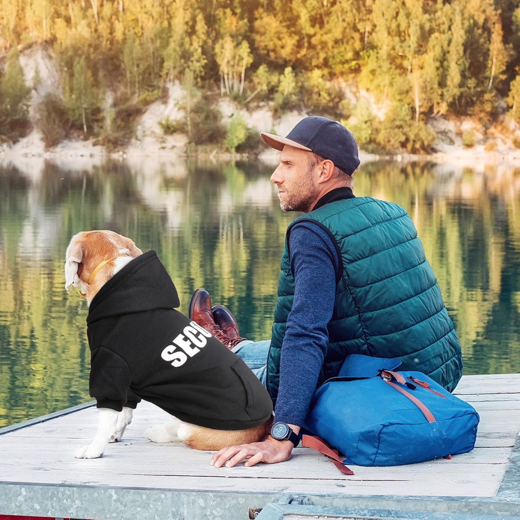 Dog Hoodie Dog Sweaters for Large Dogs Security Pet Sweater Soft Brushed Fleece Pet Clothes Hoodie Sweatshirt with Pocket(L)