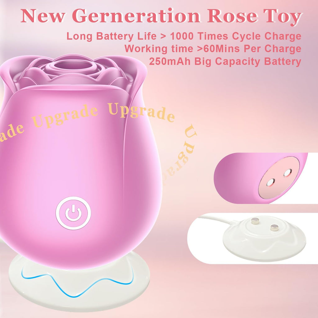 Rose Sex Toy for Women - Rose Sucking Vibrator Clitoral Nipple Stimulator with 10 Modes, G Spot Vibrator Rose Sucker, Personal Massager Dildo for Women Female Couples Adult Sex (Pink)