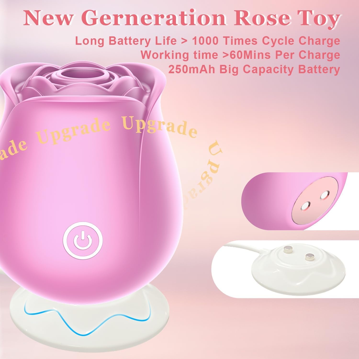 Rose Sex Toy for Women - Rose Sucking Vibrator Clitoral Nipple Stimulator with 10 Modes, G Spot Vibrator Rose Sucker, Personal Massager Dildo for Women Female Couples Adult Sex (Pink)