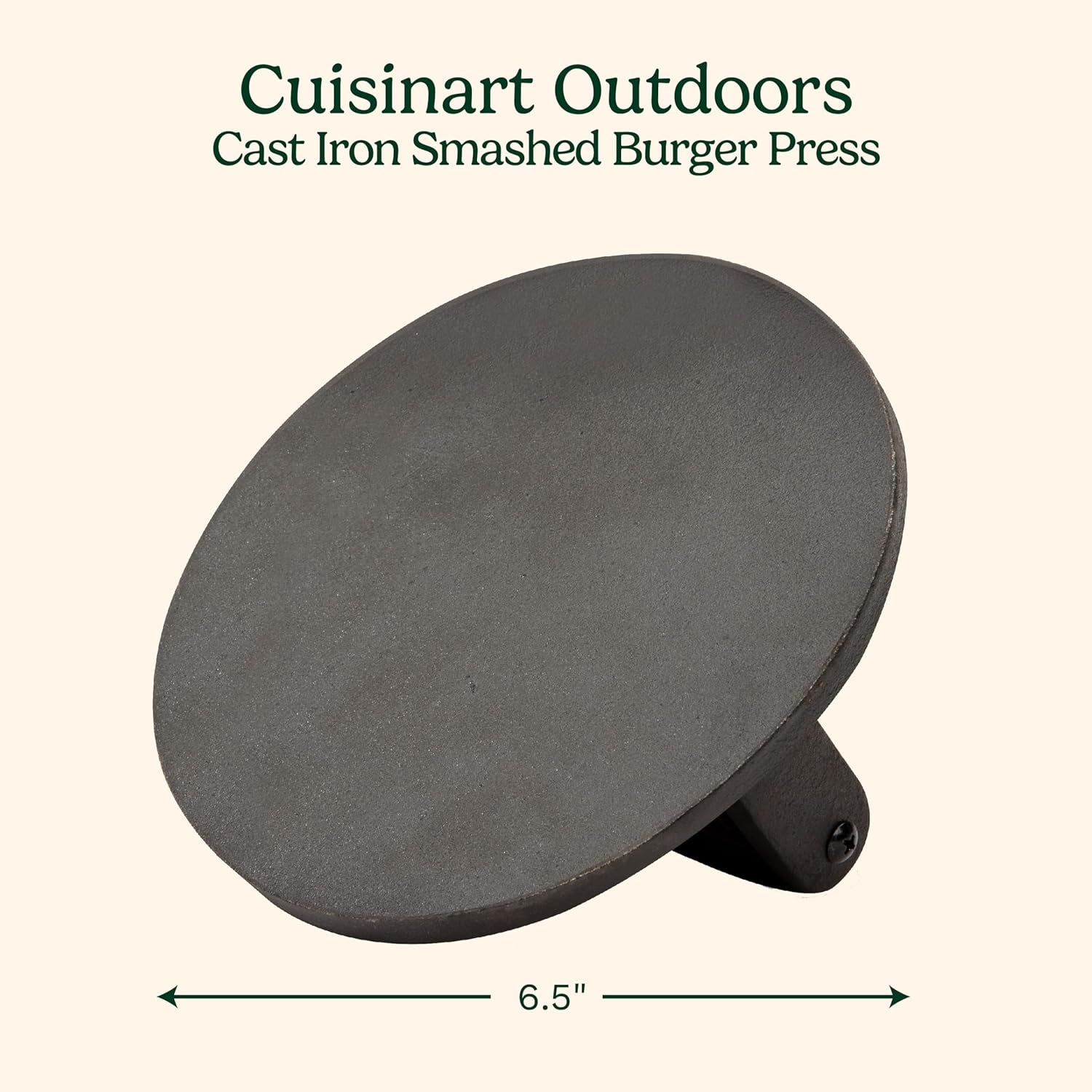 6.5" Cast Iron Smashed Burger Press, round Flat Edge Grill Press for Crispy Smash Burgers, Burger Tool for Grill and Griddle Accessories, for Bbqs and Tailgates