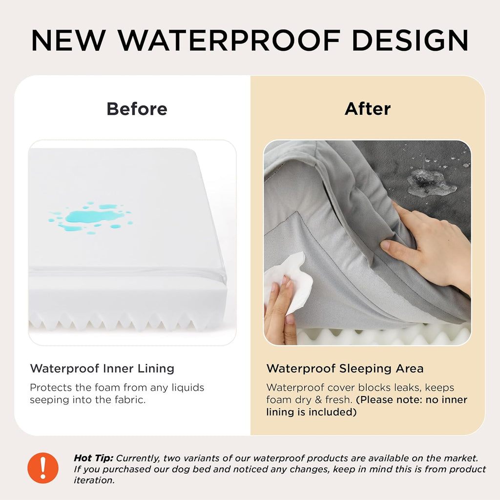 Orthopedic Dog Beds Large Sized Dog - Washable Large Dog Cat Bed Waterproof, Comfort Dogs Couch Sofa with Washable Removable Cover, Pet Bed with Nonskid Bottom, Grey, 35"