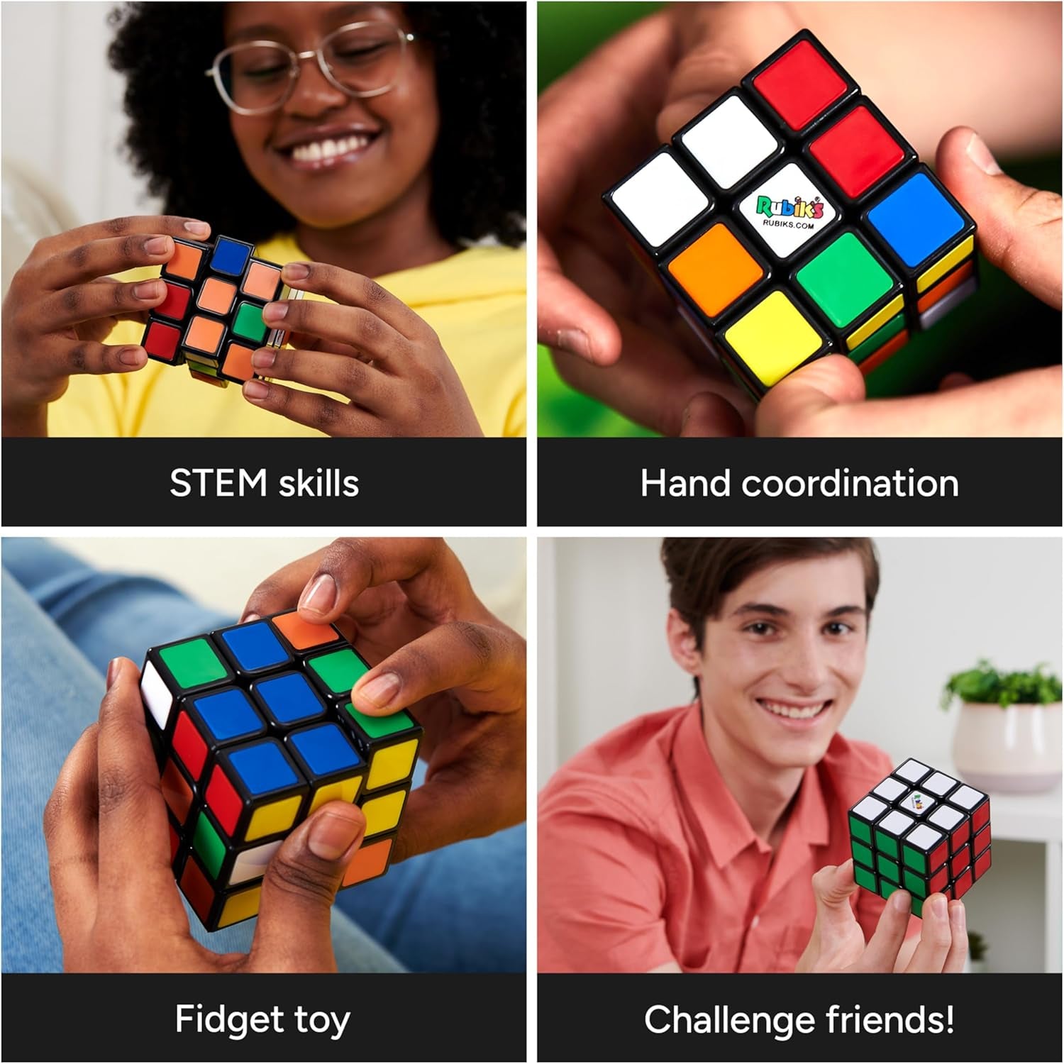 Cube, the Original 3X3 Cube, Problem-Solving Brain Teaser, Color-Matching Puzzle, Fidget Toy, Sensory Puzzle, Easter Basket Stuffer, for Ages 8 & Up