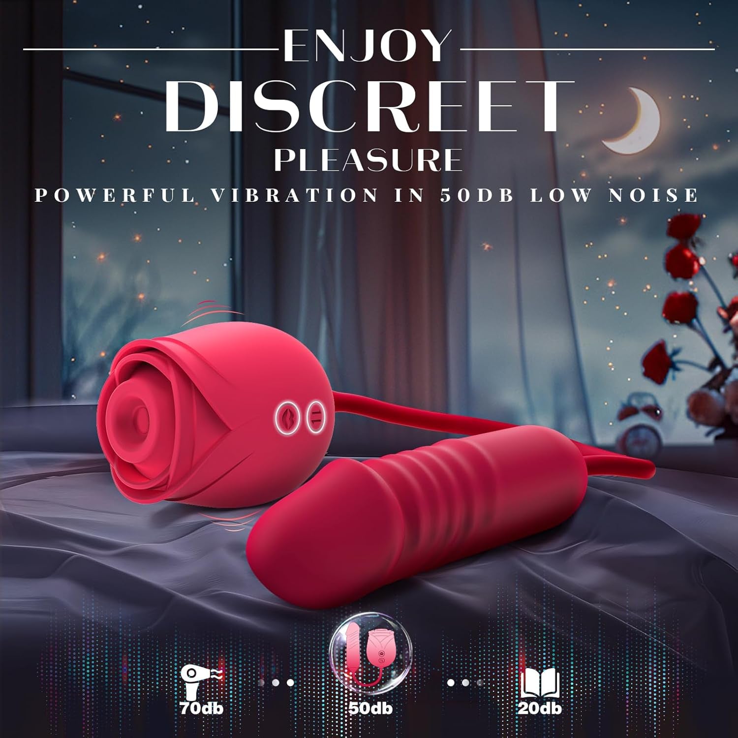 Vibrator Dildo Sex Toys for Women -  Rose Sex Toy with Thrusting G Spot Vibrators & 10 Sucking Modes for Clitoral Nipple Stimulation Anal Double-Ended Dildos Adult Sex Toys Games for Couples