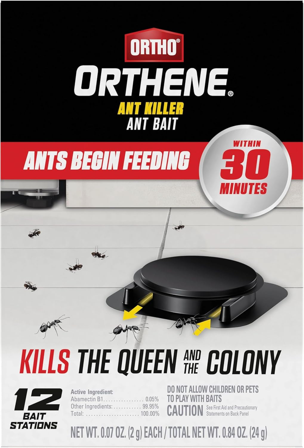 Orthene Ant Killer Ant Bait, Indoor Ant Killer, Kills the Queen and the Colony, 12 Stations