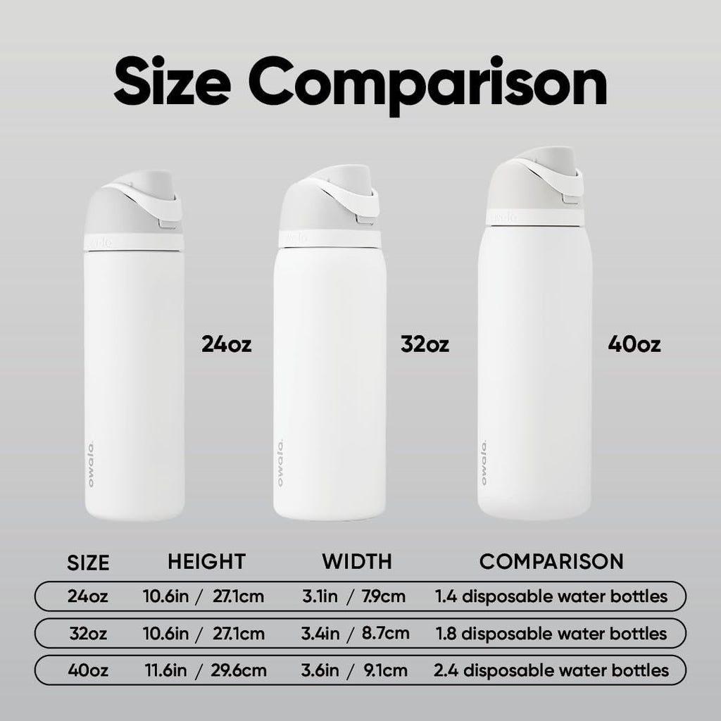 Freesip Insulated Stainless Steel Water Bottle with Straw, Bpa-Free Sports Water Bottle, Great for Travel, 24 Oz, Shy Marshmallow