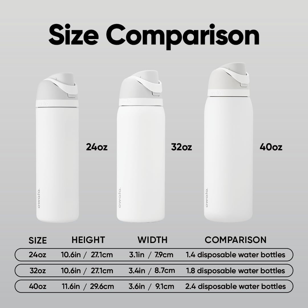 Freesip Insulated Stainless Steel Water Bottle with Straw, Bpa-Free Sports Water Bottle, Great for Travel, 24 Oz, Shy Marshmallow
