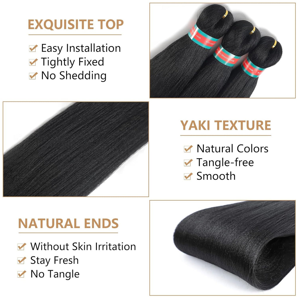 Black Pre Stretched Braiding Hair 2 Packs Pre Feathered Braid Hair Extensions 18 Inches Hair Braids