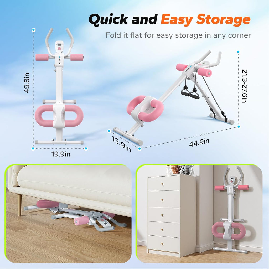 Ab Machine, Ab Workout Equipment, Adjustable Ab Trainer Machine for Abs Workout at Home Gym, Foldable, Knee Protection, Abdominal Trainer for Stomach Workout