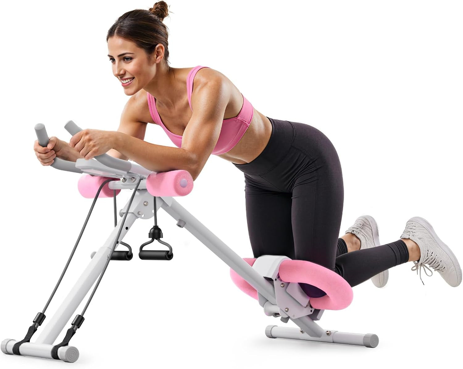 Ab Machine, Ab Workout Equipment, Adjustable Ab Trainer Machine for Abs Workout at Home Gym, Foldable, Knee Protection, Abdominal Trainer for Stomach Workout