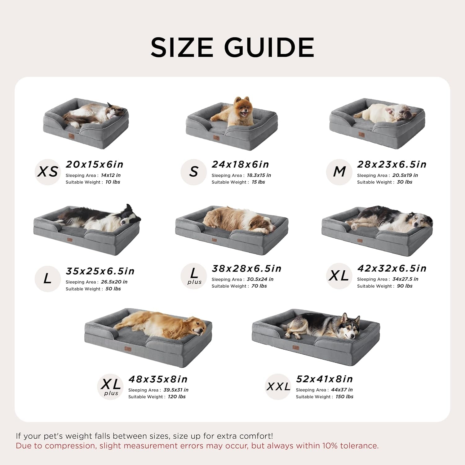 Orthopedic Dog Beds Large Sized Dog - Washable Large Dog Cat Bed Waterproof, Comfort Dogs Couch Sofa with Washable Removable Cover, Pet Bed with Nonskid Bottom, Grey, 35"