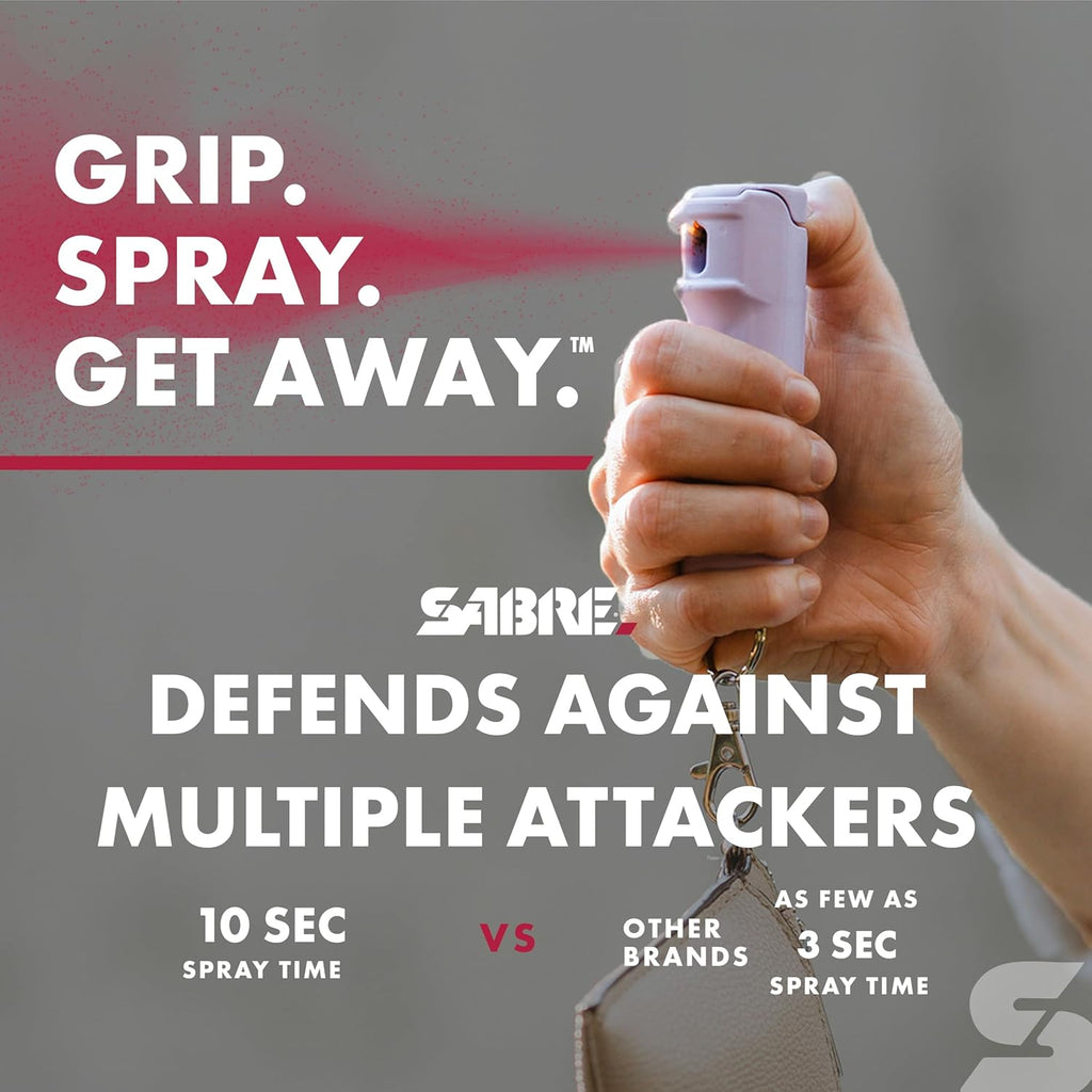 Pepper Spray & 2-In-1 Stun Gun with Flashlight, Self Defense Kit, Fast Flip Top Safety, Finger Grip for Better & Faster Aim, Painful 1.60 Μc Charge, 120 Lumen LED Light, Rechargeable, 0.54 Fl Oz