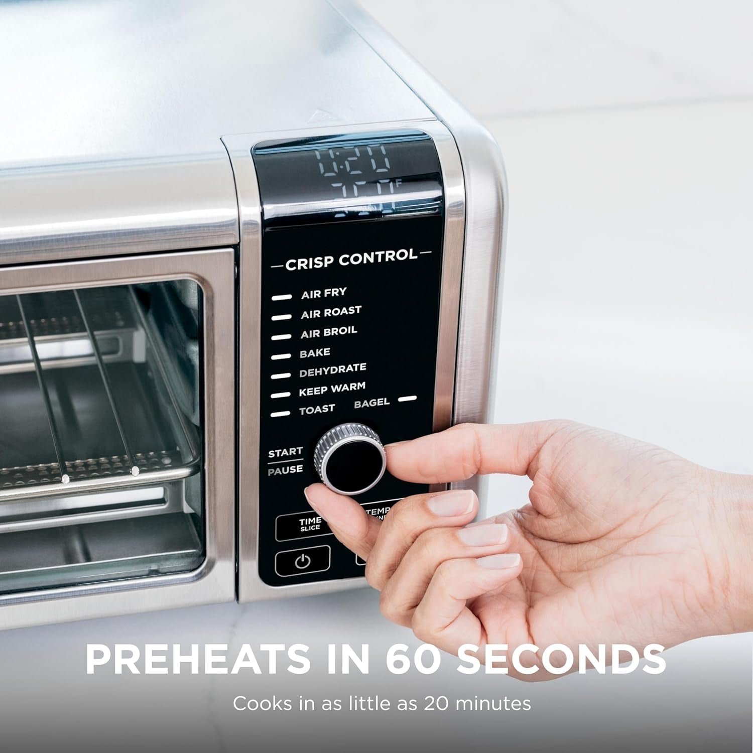 Digital Air Fryer & Toaster Oven | 8-In-1 Functionality | Flip-Up Design | XL Capacity | Air Fry Basket, Sheet Pan, Wire Rack & Crumb Tray | 1800 Watt | Silver | SP101