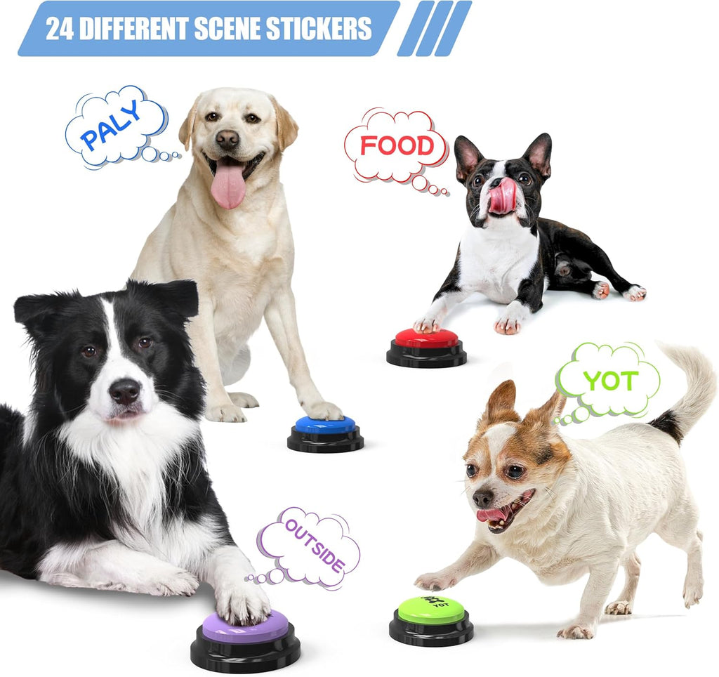 Dog Buttons Talk,Updated 8 Pack Dog Communication Buttons,Recordable Talking Training Buttons for Dogs,30 Seconds Voice Dog Speaking Buttons with Dog Bath Brush Set