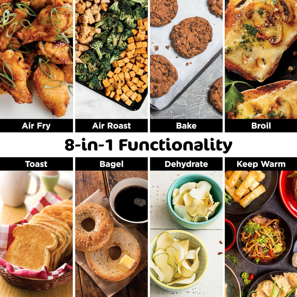 Digital Air Fryer & Toaster Oven | 8-In-1 Functionality | Flip-Up Design | XL Capacity | Air Fry Basket, Sheet Pan, Wire Rack & Crumb Tray | 1800 Watt | Silver | SP101