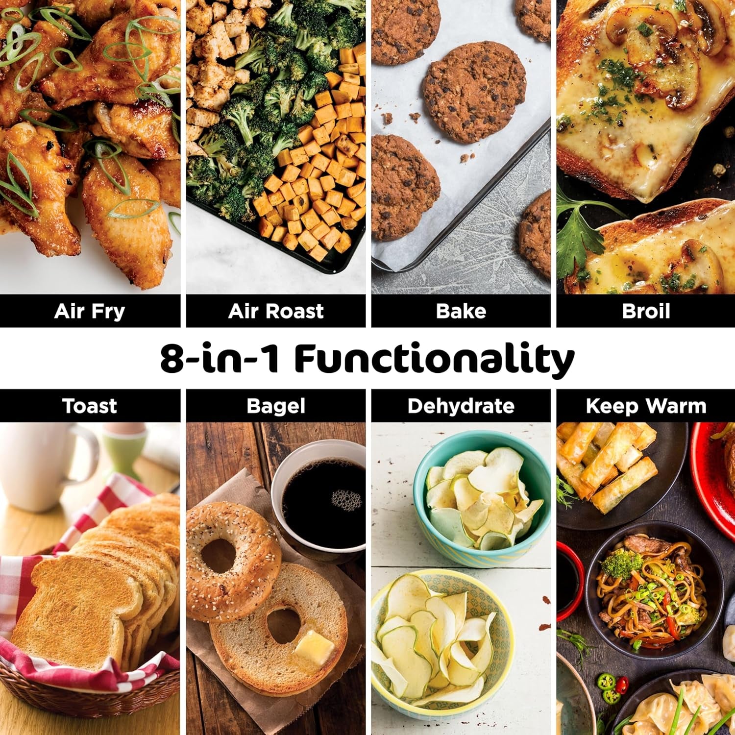 Digital Air Fryer & Toaster Oven | 8-In-1 Functionality | Flip-Up Design | XL Capacity | Air Fry Basket, Sheet Pan, Wire Rack & Crumb Tray | 1800 Watt | Silver | SP101