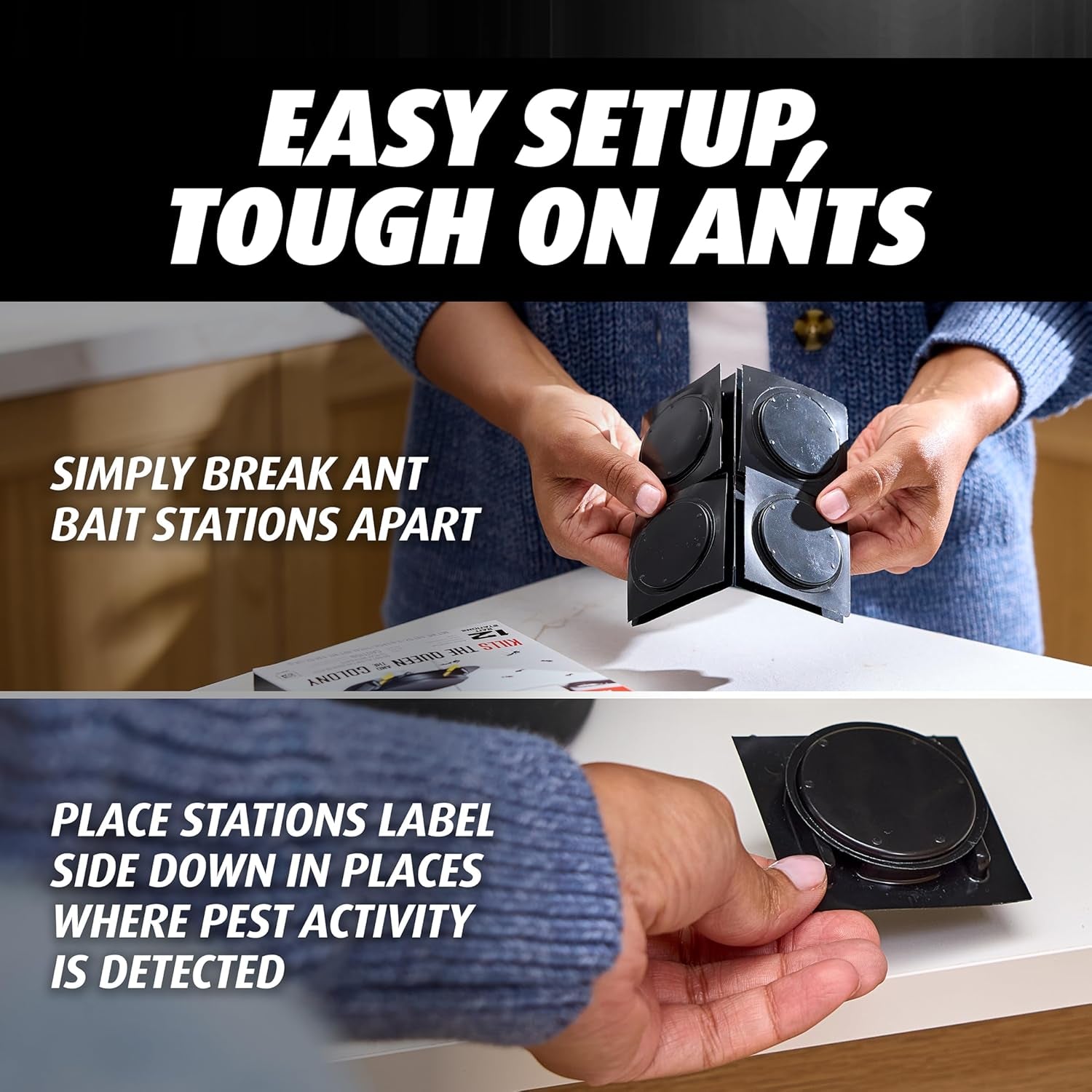Orthene Ant Killer Ant Bait, Indoor Ant Killer, Kills the Queen and the Colony, 12 Stations