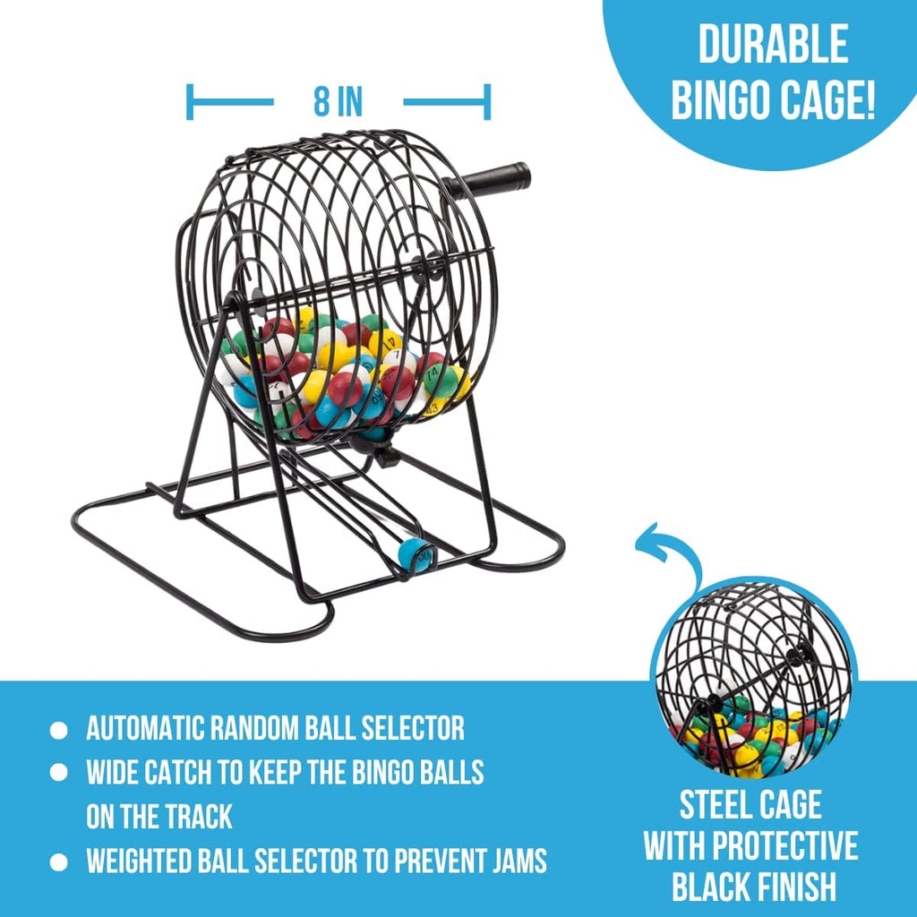 Deluxe Bingo Game Set with Cage, Board, Balls, 18 Cards, and Chips