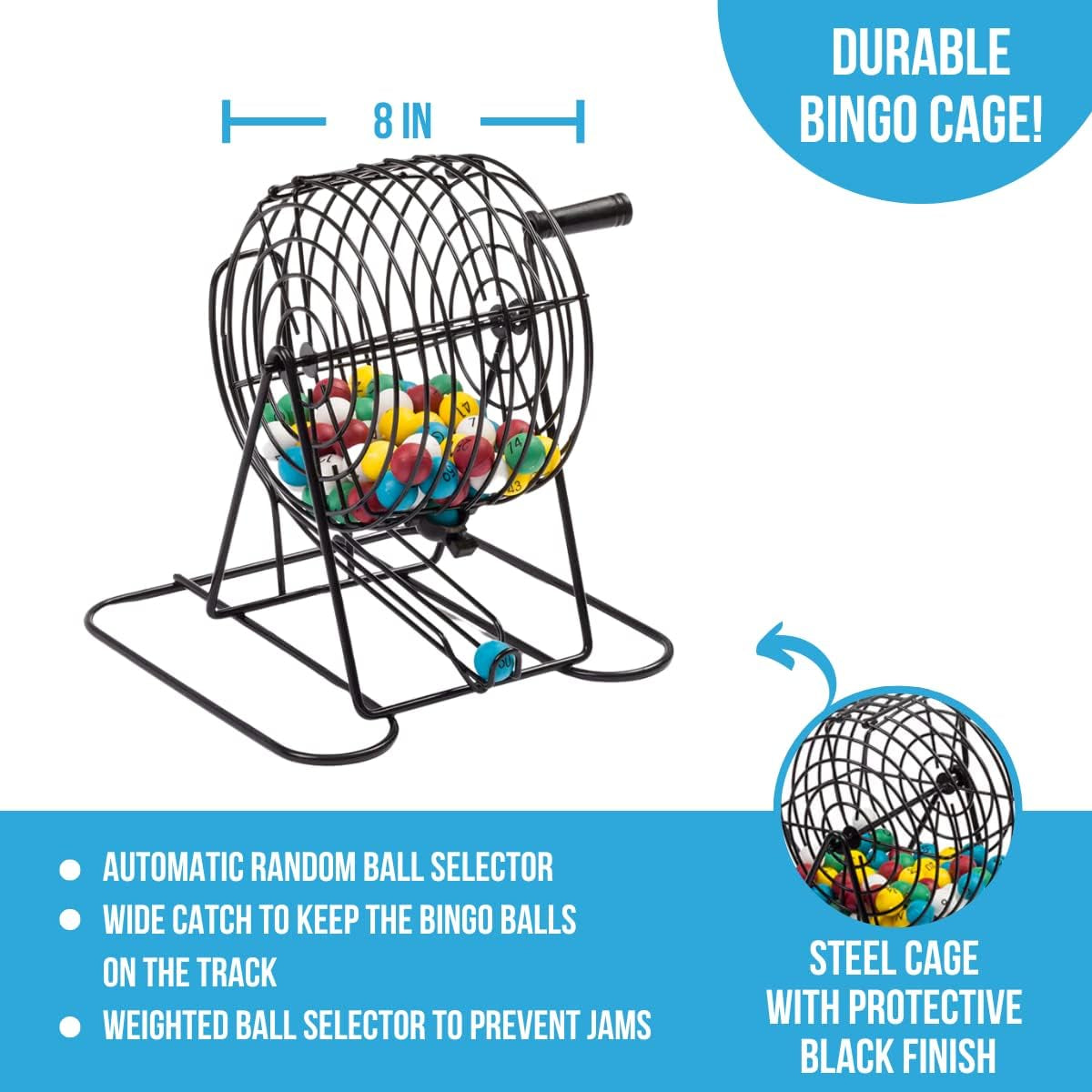 Deluxe Bingo Game Set with Cage, Board, Balls, 18 Cards, and Chips