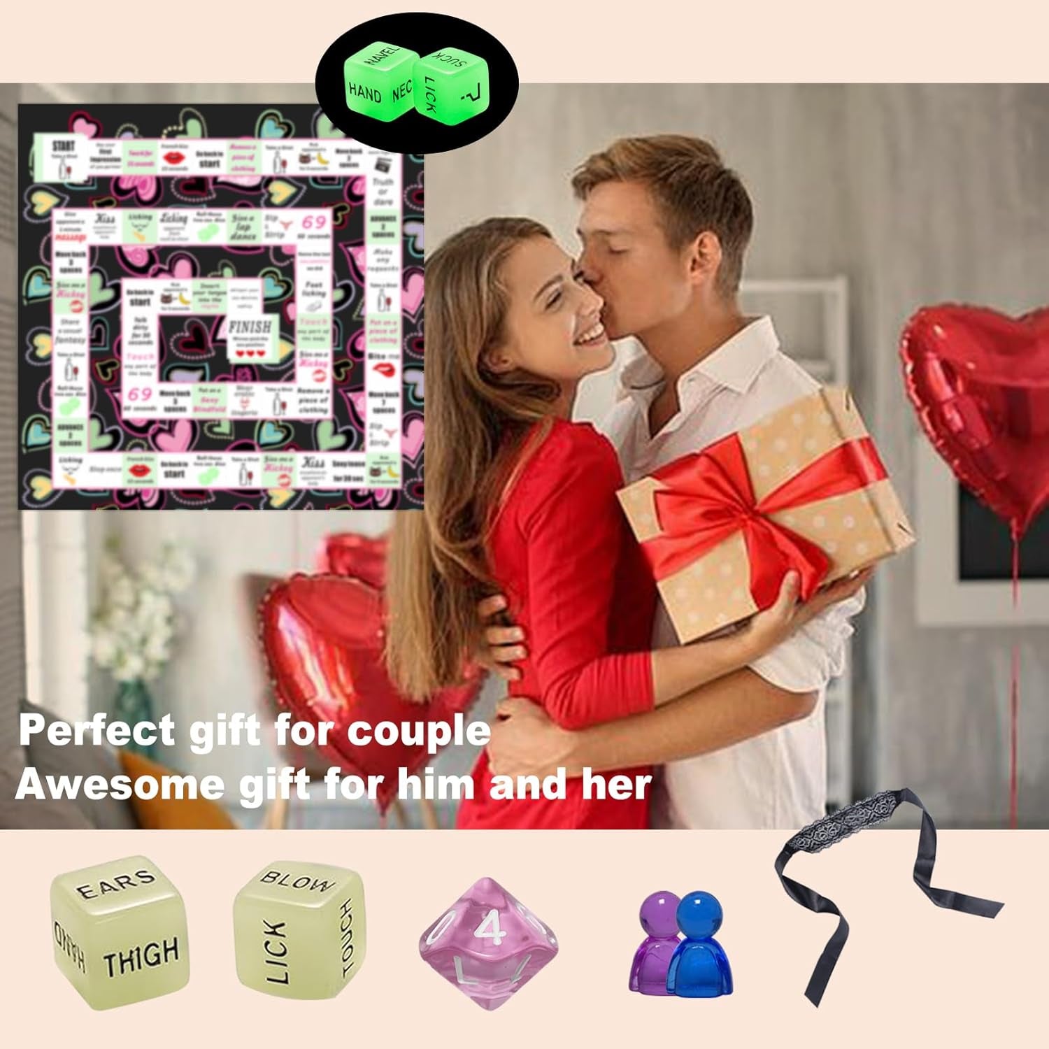 Couple Board Game for Date Night - Romantic Couple Games for Date Night Sex Games for Couples Sex Dice Game Sexy Board Games for Couples Sex Board Game for 2 Players