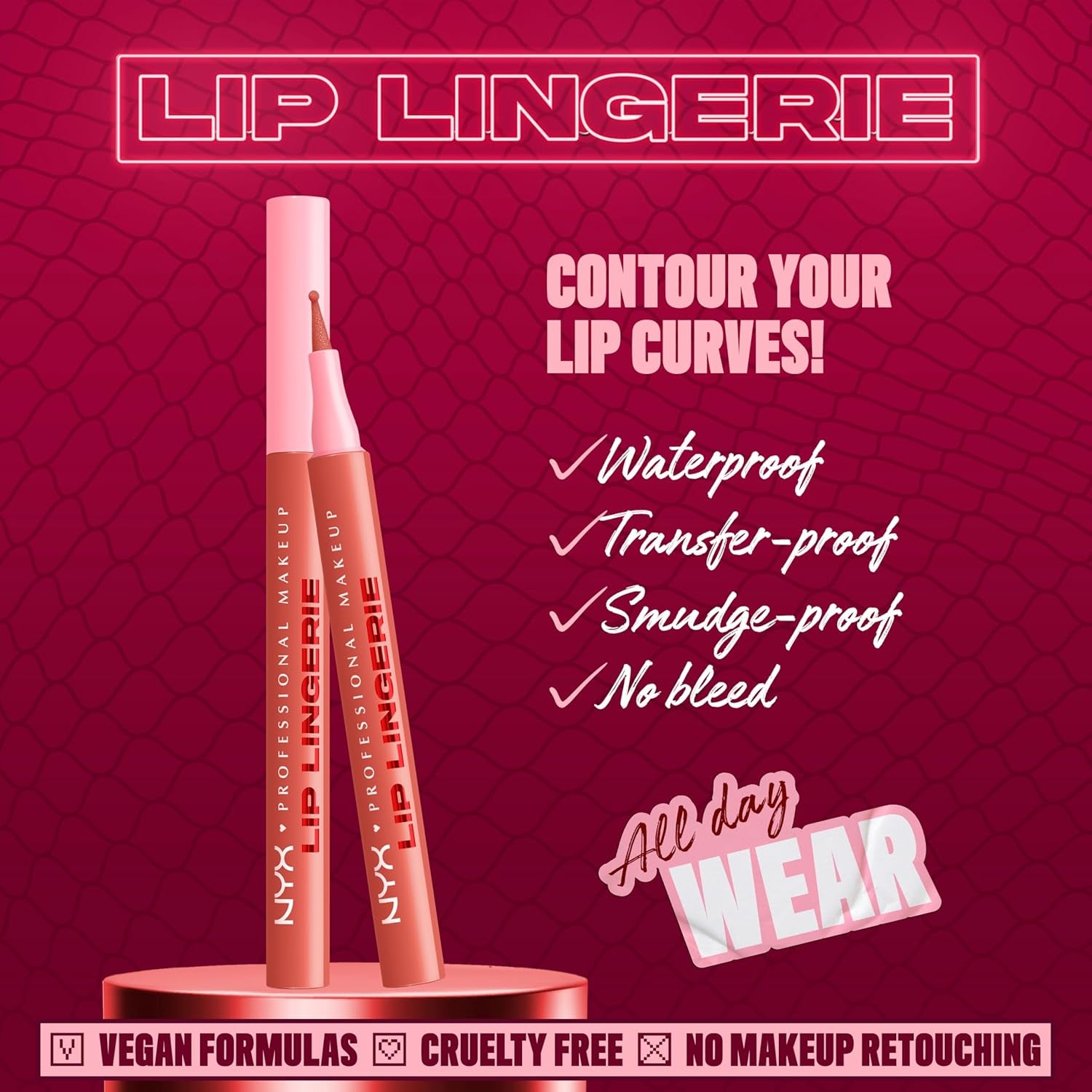 Lip Lingerie Liner Stain, Seamless Make up with All-Day Stain, Waterproof Lip Stain Finish - after Hours (Warm Rose)