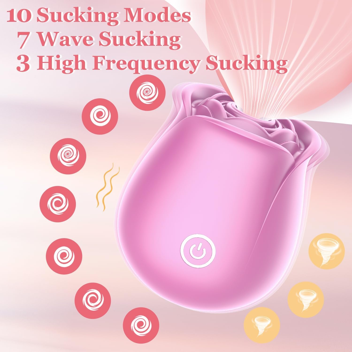 Rose Sex Toy for Women - Rose Sucking Vibrator Clitoral Nipple Stimulator with 10 Modes, G Spot Vibrator Rose Sucker, Personal Massager Dildo for Women Female Couples Adult Sex (Pink)
