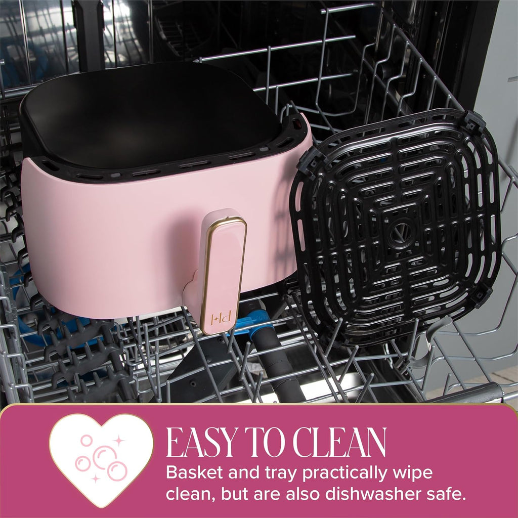 Air Fryer, Large 6-Quart Capacity, Nonstick Made without PFAS, Touchscreen Display, 8-In-1 (Air Fry, Roast, Broil, Bake, Reheat, Keep Warm, Pizza, Dehydrate), Dishwasher Safe, Pink