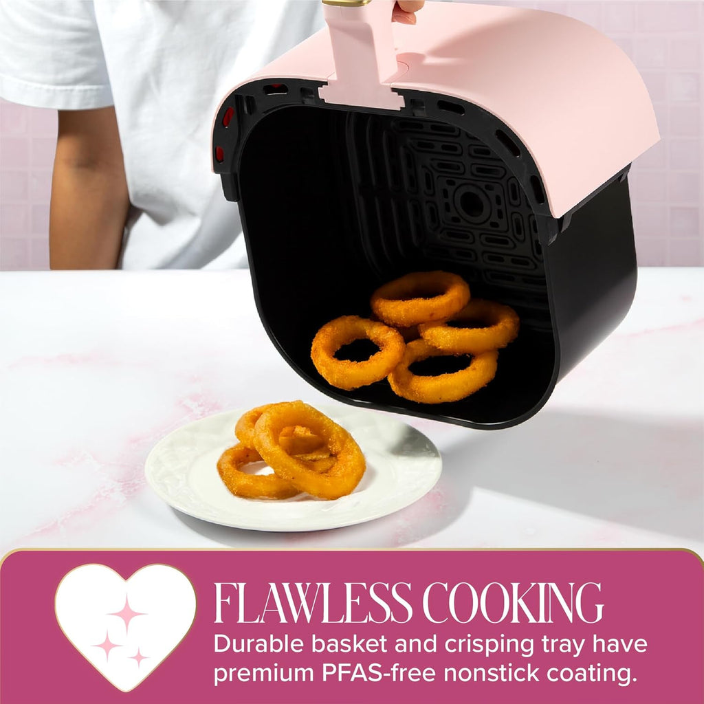 Air Fryer, Large 6-Quart Capacity, Nonstick Made without PFAS, Touchscreen Display, 8-In-1 (Air Fry, Roast, Broil, Bake, Reheat, Keep Warm, Pizza, Dehydrate), Dishwasher Safe, Pink