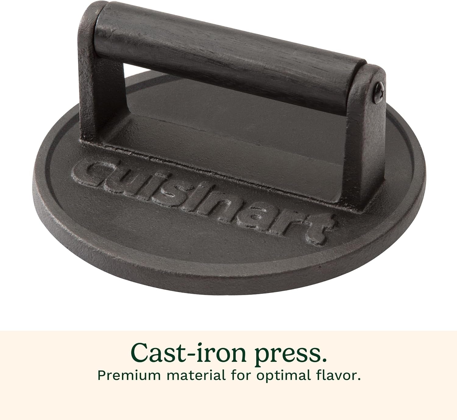 6.5" Cast Iron Smashed Burger Press, round Flat Edge Grill Press for Crispy Smash Burgers, Burger Tool for Grill and Griddle Accessories, for Bbqs and Tailgates