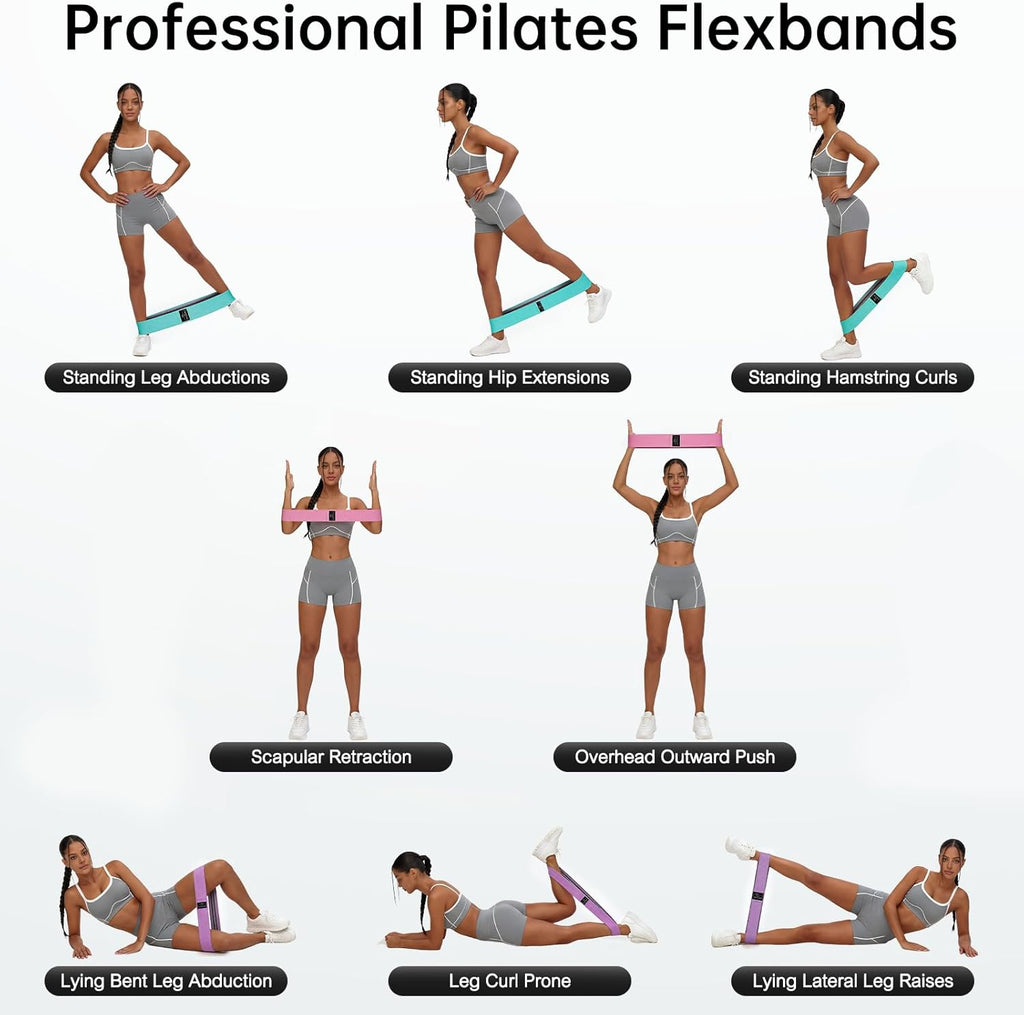 Resistance Bands for Working Out: 3-Set Professional Exercise Bands for Pilates, Yoga, Home Gym, Booty, Leg Training | Heavy/Medium/Light Fabric Loops for Women Men