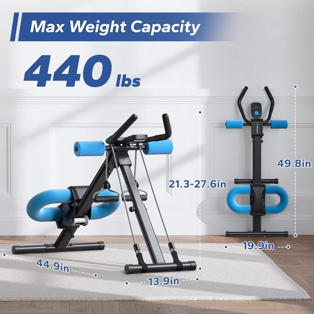 Ab Machine, Ab Workout Equipment, Adjustable Ab Trainer Machine for Abs Workout at Home Gym, Foldable, Knee Protection, Abdominal Trainer for Stomach Workout
