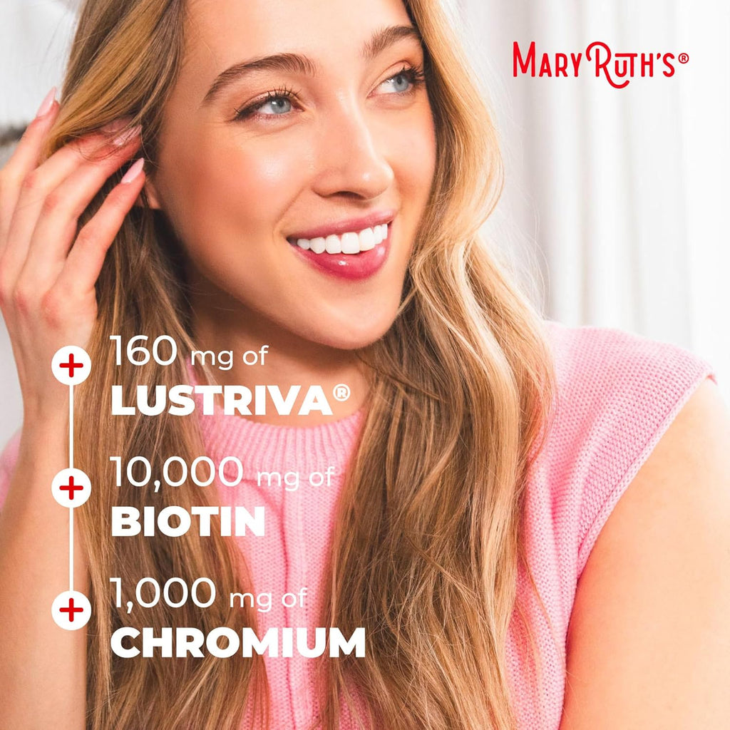 Liquid Multivitamin+Hair Growth | Biotin 10000Mcg | Lustriva Hair Growth Supplement | Clinically Tested in Women for Thicker Hair&Facial Wrinkle | Skin Care | Ages 18+ | 15.22 Fl Oz
