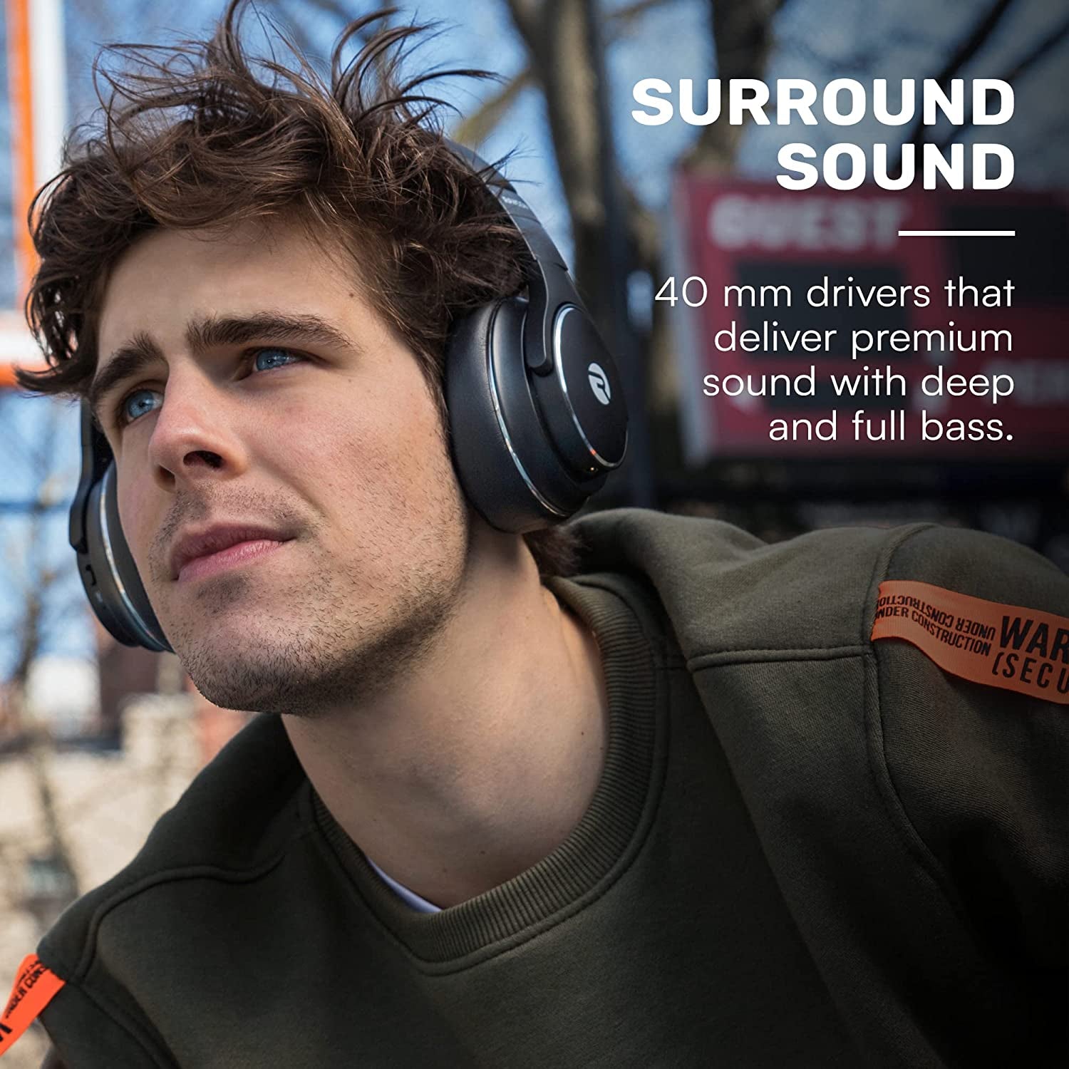 Everyday Bluetooth Headphones - over the Ear, Active Noise Cancelling Wireless Headphones + Awareness Mode, Bluetooth Headset with Mic, 40 Hours of Battery Life (Rose Gold)