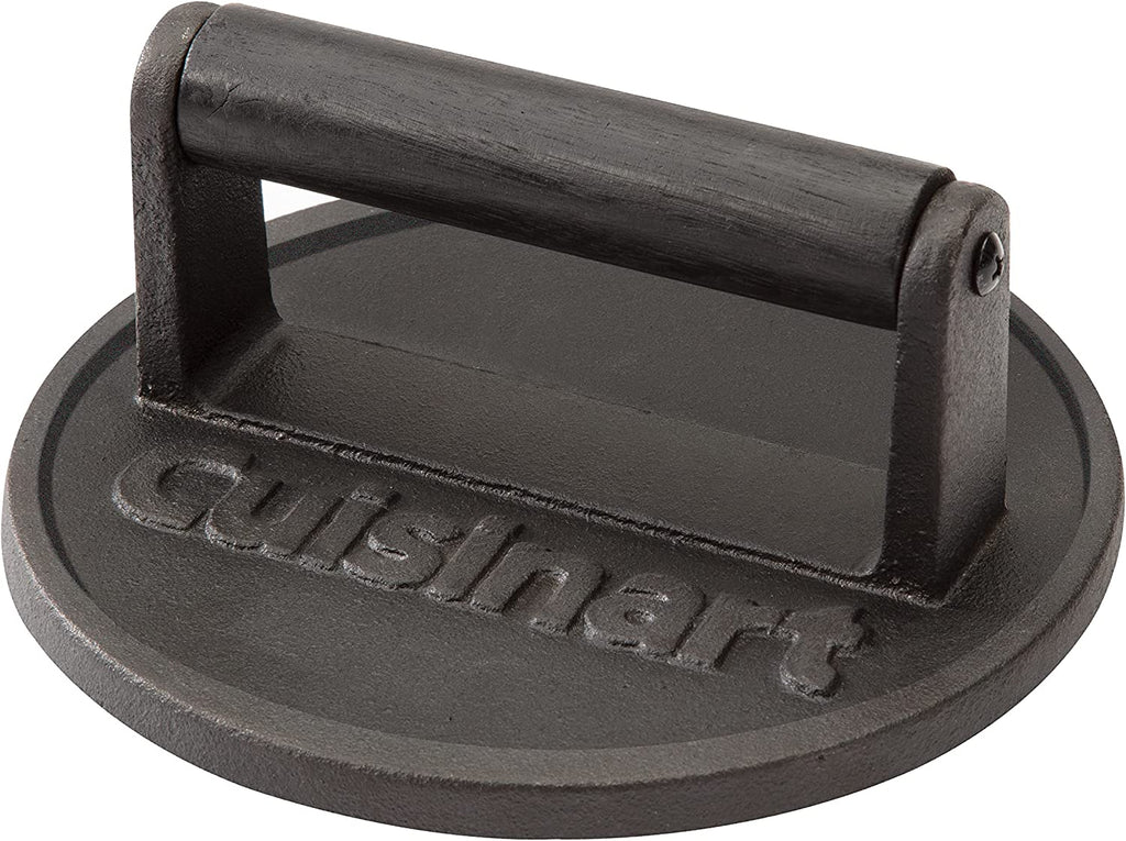 6.5" Cast Iron Smashed Burger Press, round Flat Edge Grill Press for Crispy Smash Burgers, Burger Tool for Grill and Griddle Accessories, for Bbqs and Tailgates