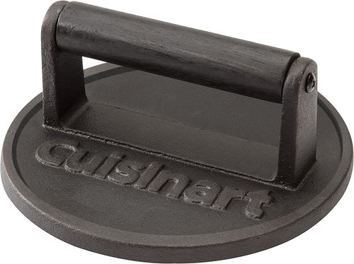 6.5" Cast Iron Smashed Burger Press, round Flat Edge Grill Press for Crispy Smash Burgers, Burger Tool for Grill and Griddle Accessories, for Bbqs and Tailgates