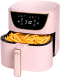 Air Fryer, Large 6-Quart Capacity, Nonstick Made without PFAS, Touchscreen Display, 8-In-1 (Air Fry, Roast, Broil, Bake, Reheat, Keep Warm, Pizza, Dehydrate), Dishwasher Safe, Pink