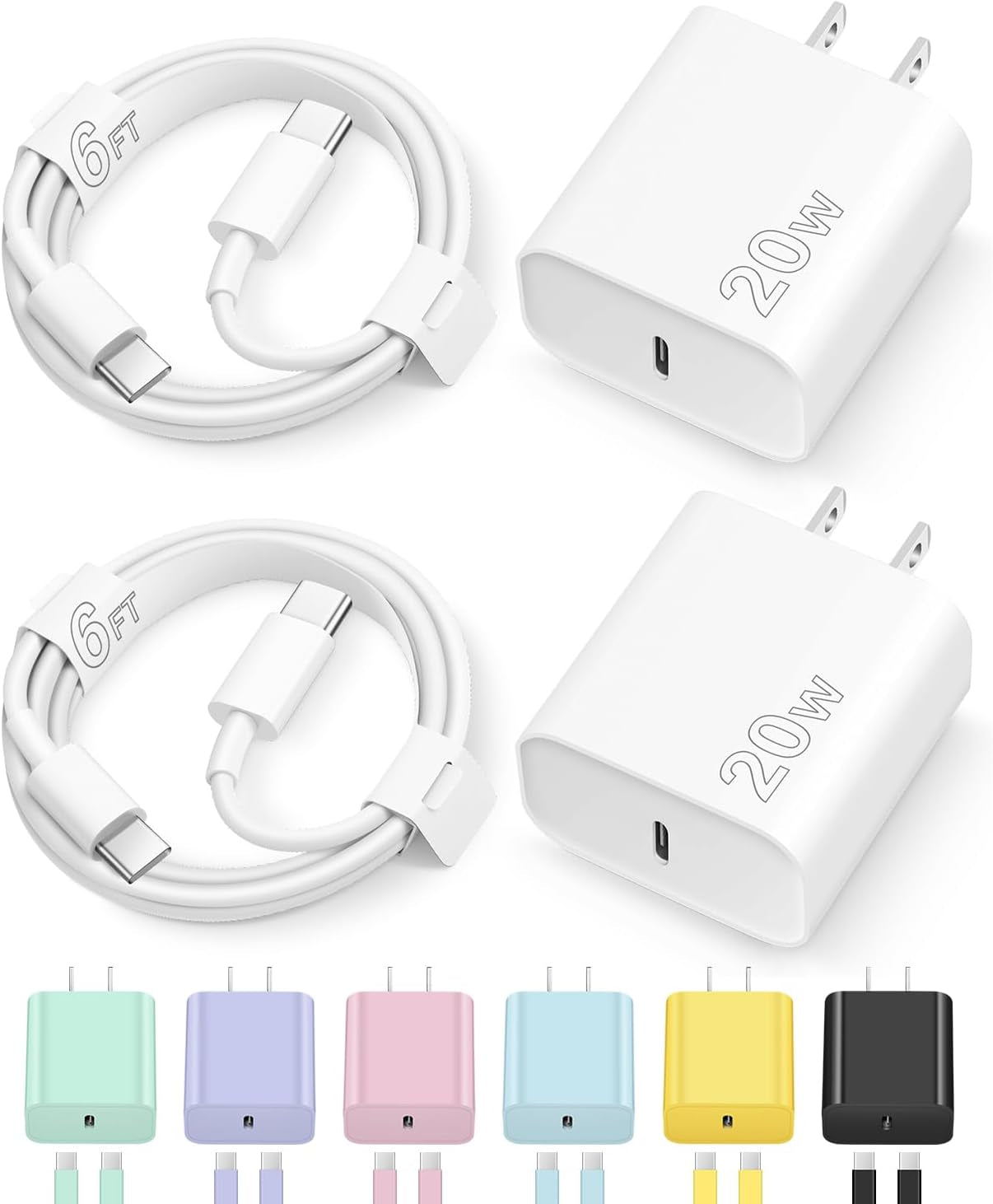 Iphone 17 16 15 Charger Fast Charging Type C Chargers USB C Charger Block Iphone 17 16 15 Air Pro Max Chargers with 6FT Cable for Iphone 17/17 Plus/17 Pro Max/16/16 Plus/16 Pro Max/15 Pro Max/Ipad Pro