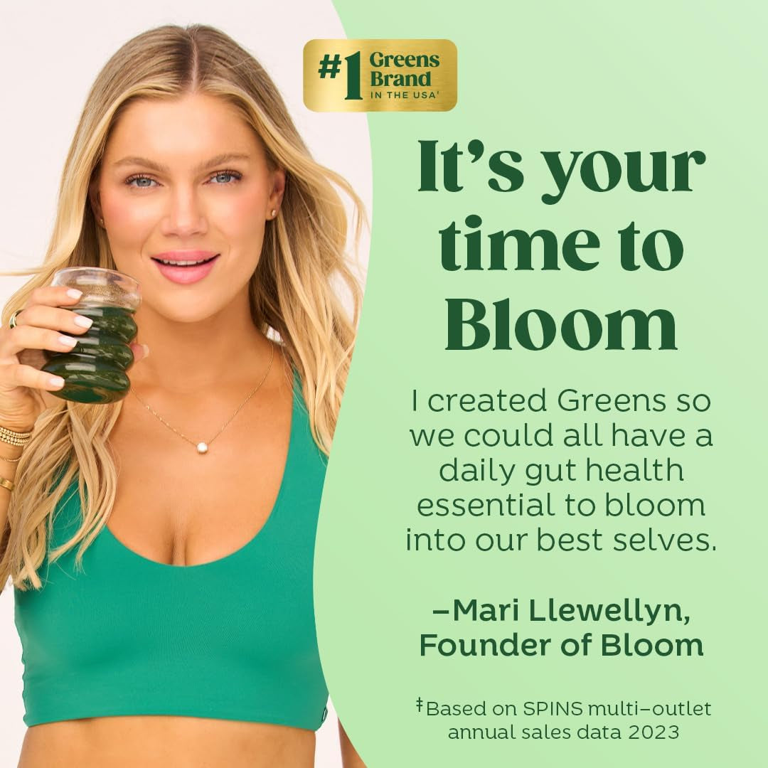 Superfood Greens Powder, Digestive Enzymes with Probiotics and Prebiotics, Gut Health, Bloating Relief for Women, Chlorella, Green Juice Mix with Beet Root Powder, 30 SVG, Mango