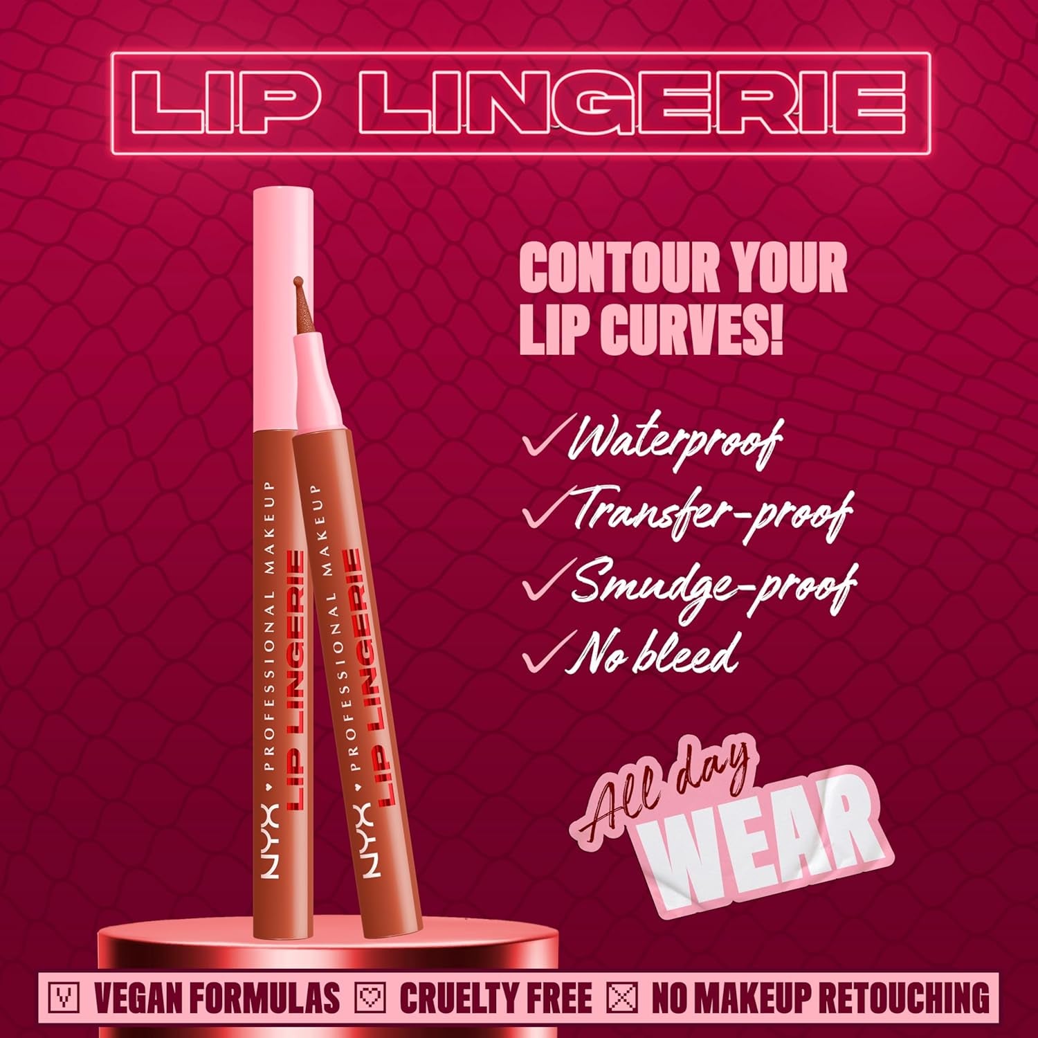Lip Lingerie Liner Stain, Seamless Make up with All-Day Color, Waterproof Lip Stain Finish - Naughty Nude (Warm Nude)