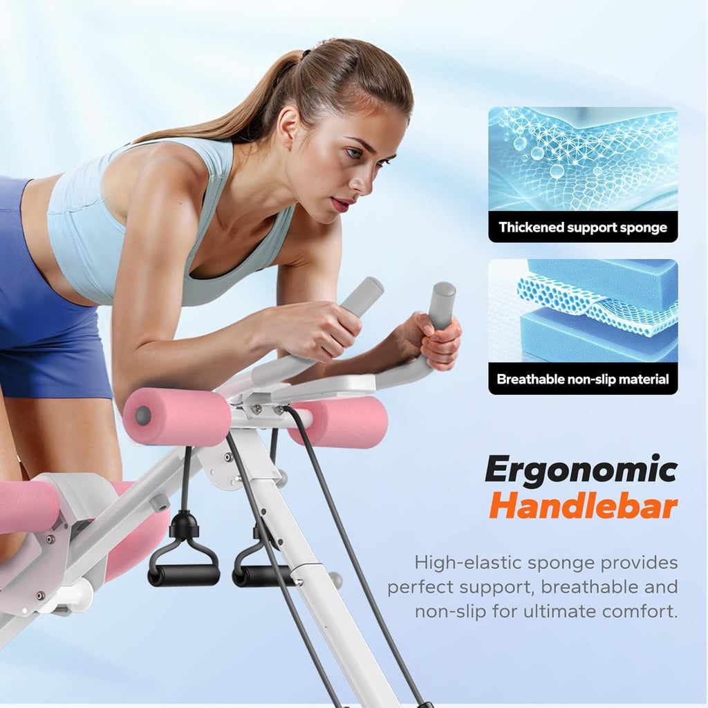 Ab Machine, Ab Workout Equipment, Adjustable Ab Trainer Machine for Abs Workout at Home Gym, Foldable, Knee Protection, Abdominal Trainer for Stomach Workout