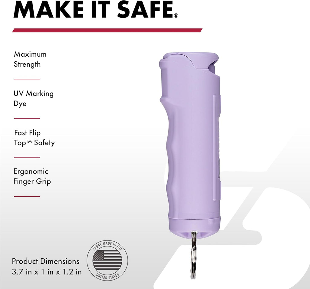 Pepper Spray & 2-In-1 Stun Gun with Flashlight, Self Defense Kit, Fast Flip Top Safety, Finger Grip for Better & Faster Aim, Painful 1.60 Μc Charge, 120 Lumen LED Light, Rechargeable, 0.54 Fl Oz