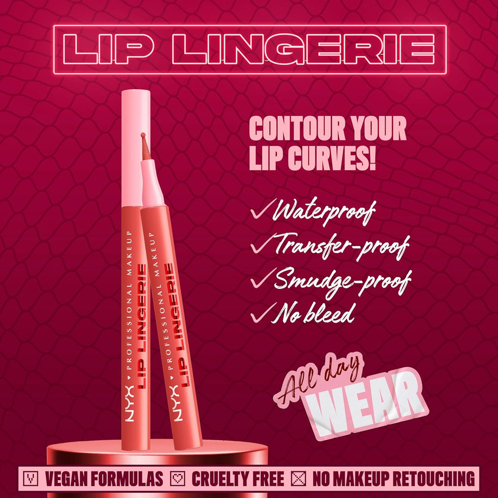 Lip Lingerie Liner Stain, Seamless Make up with All-Day Color, Waterproof Lip Stain Finish - Send Nudes (Rosewood)