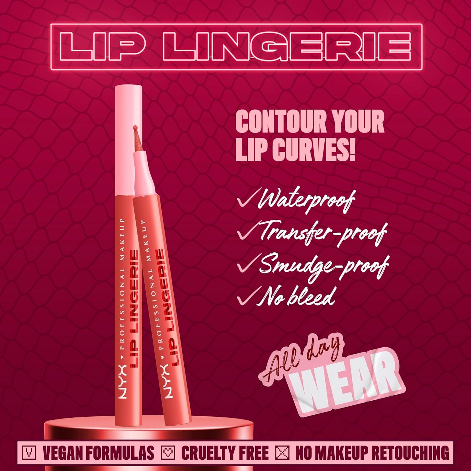 Lip Lingerie Liner Stain, Seamless Make up with All-Day Color, Waterproof Lip Stain Finish - Send Nudes (Rosewood)