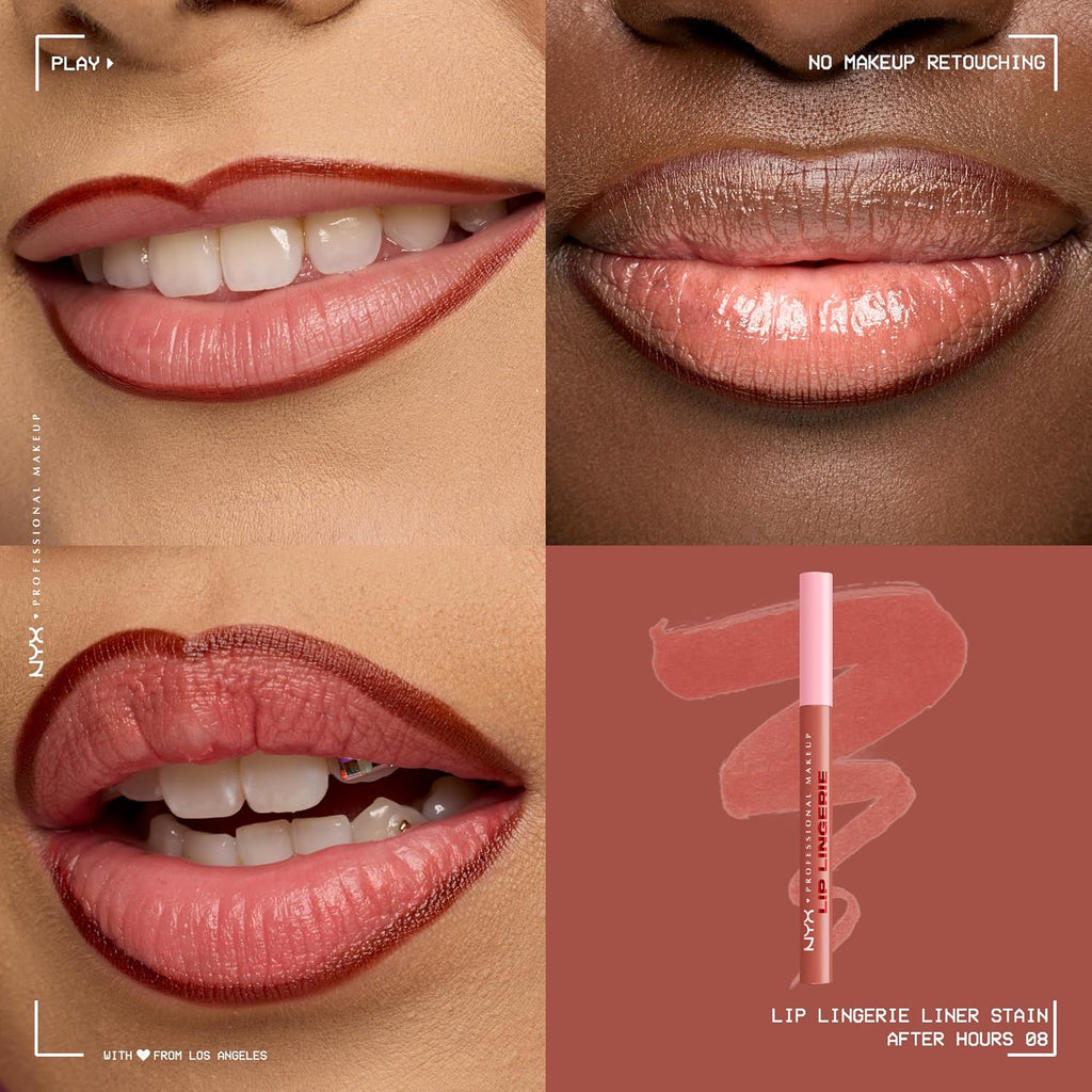 Lip Lingerie Liner Stain, Seamless Make up with All-Day Stain, Waterproof Lip Stain Finish - after Hours (Warm Rose)